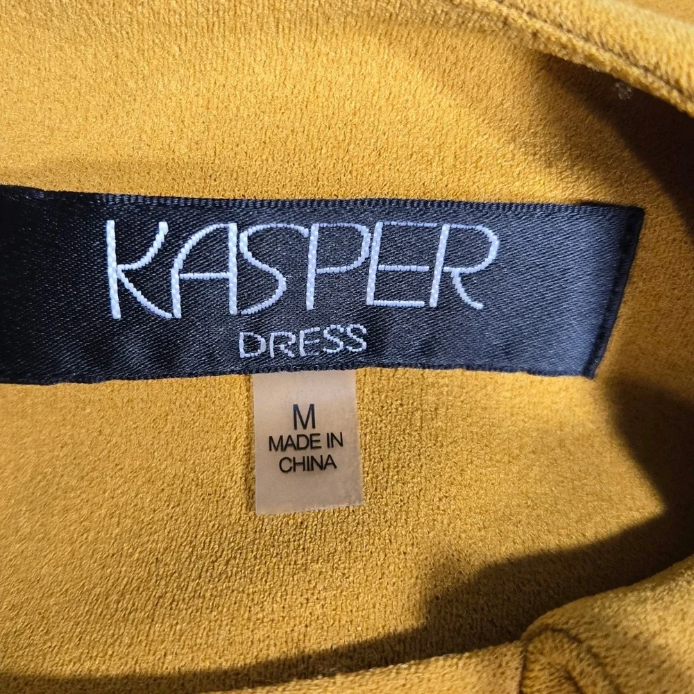 Kasper Dress Med Mustard Yellow Belted Cap Sleeve Sheath  Stretch Church career